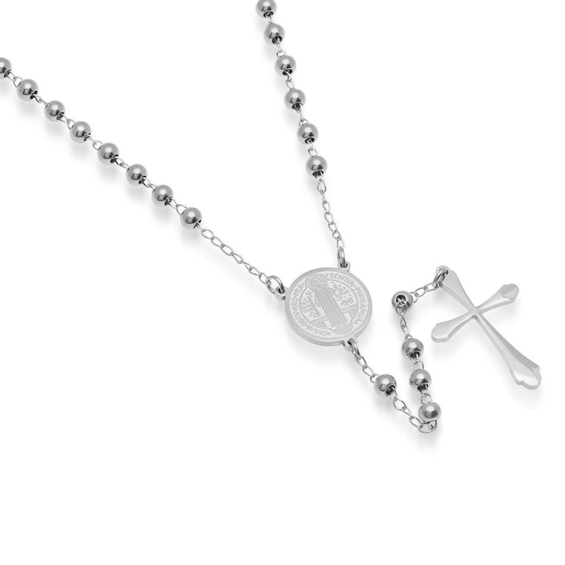 Stainless Steel Saint Benedict Rosary Necklace Necklaces - DailySale