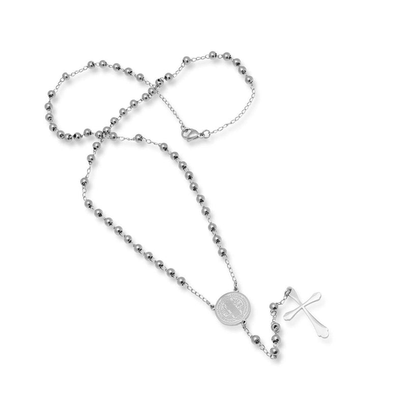 Stainless Steel Saint Benedict Rosary Necklace Necklaces - DailySale