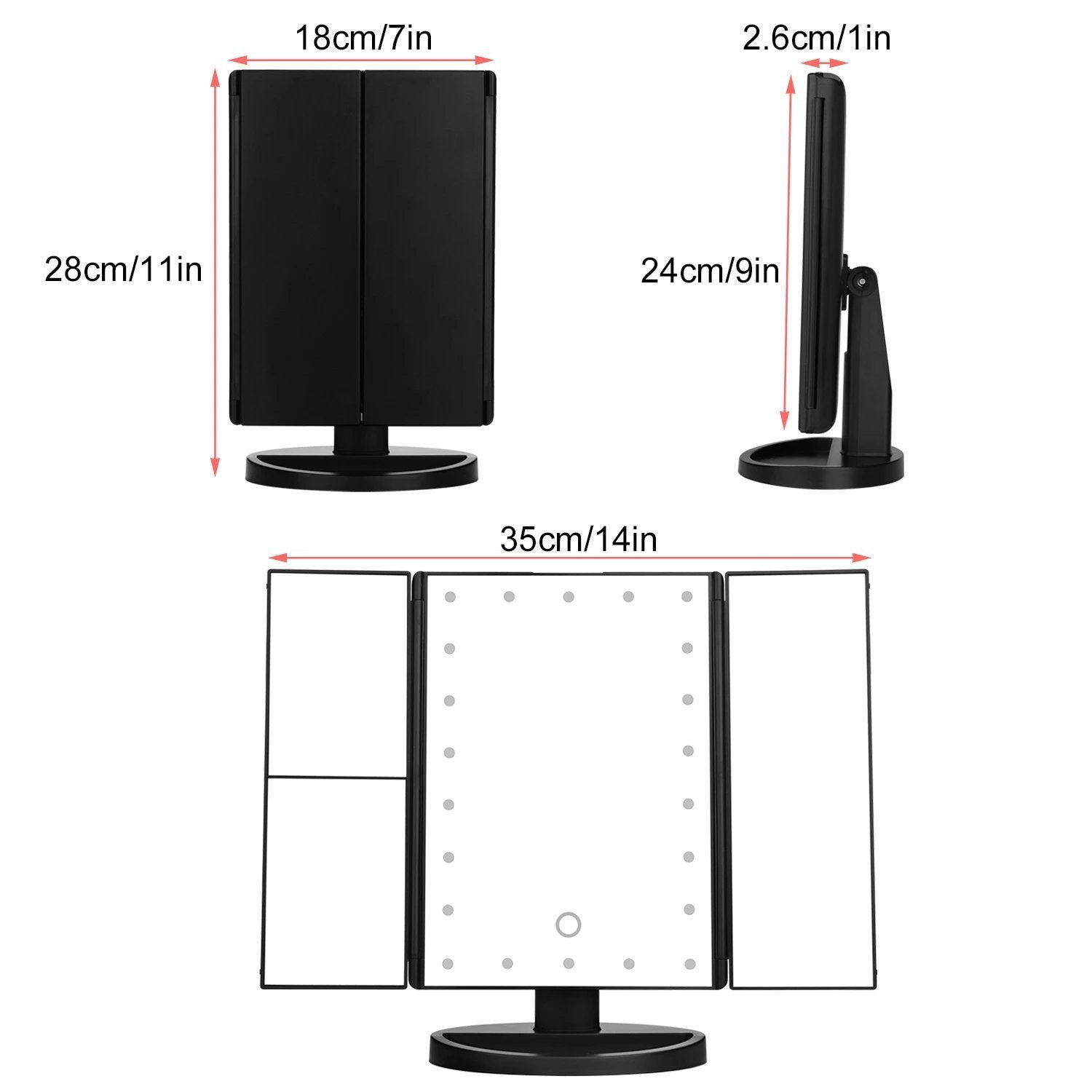 Standing Make Up Mirror Vanity USB 21 LED Light 10X 3X 2X 1X Magnification Black Beauty & Personal Care - DailySale