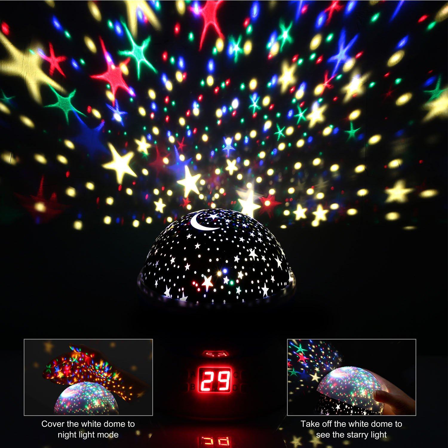 Star Moon LED Projector Lamp Kids Night Light Indoor Lighting - DailySale