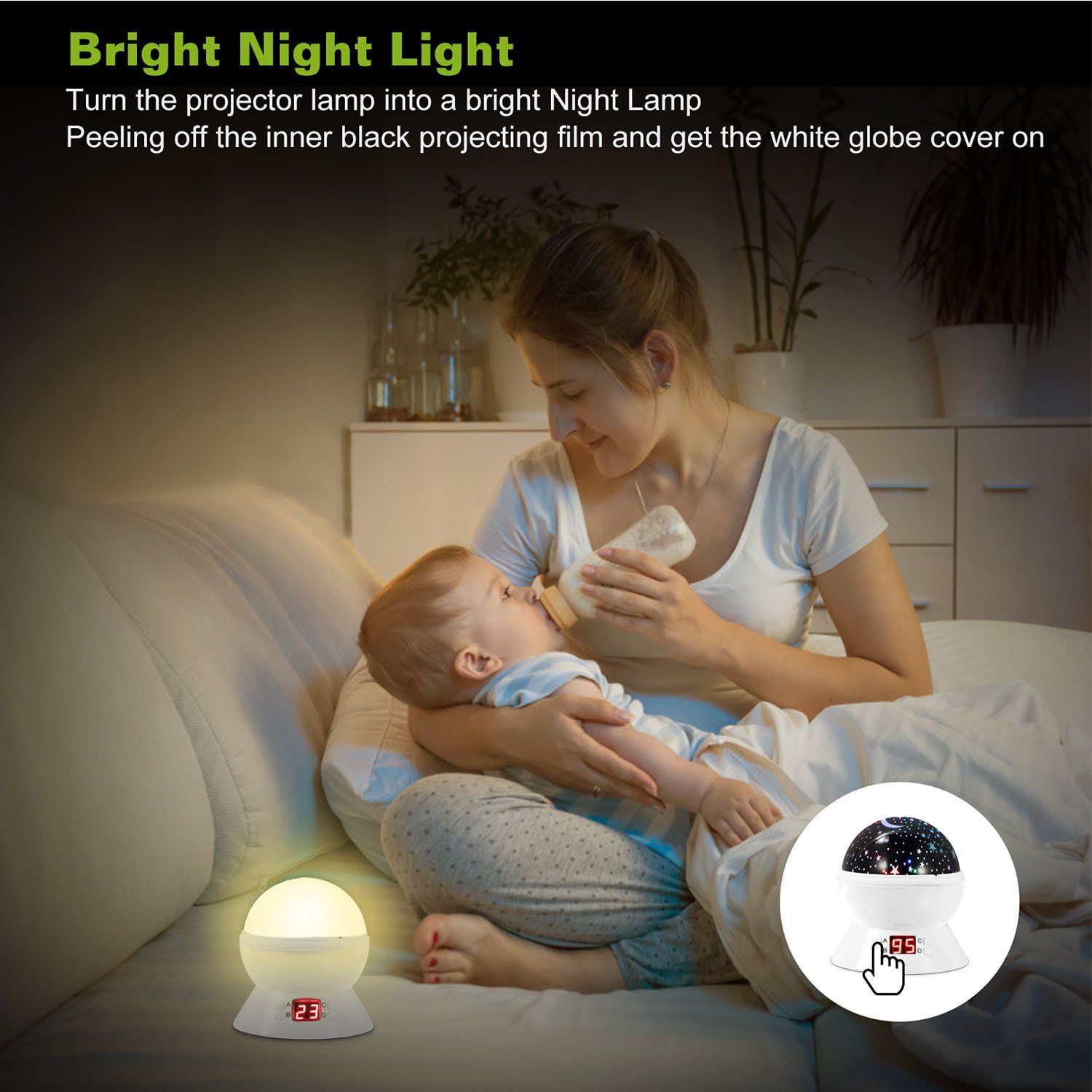 Star Moon LED Projector Lamp Kids Night Light Indoor Lighting - DailySale