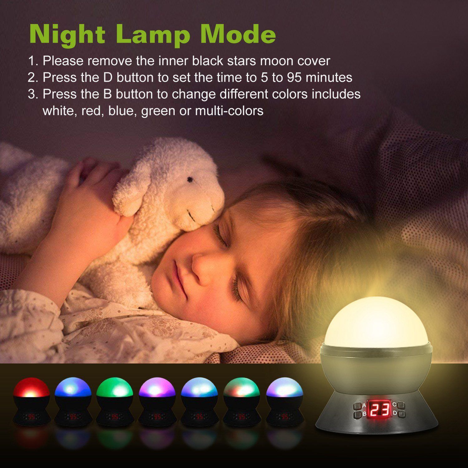 Star Moon LED Projector Lamp Kids Night Light Indoor Lighting - DailySale