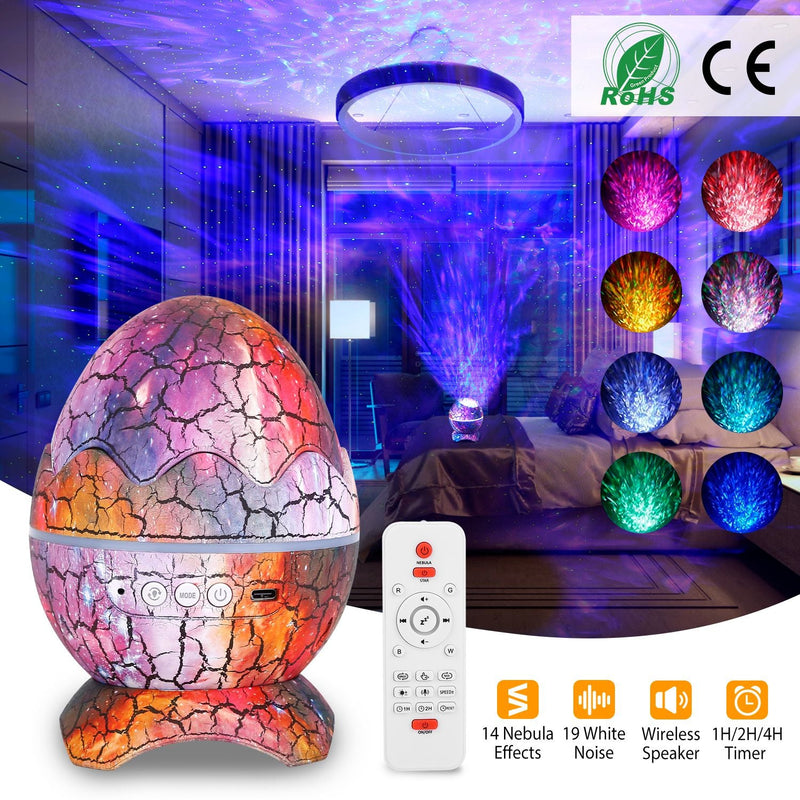 Star Project Lamp Galaxy Light Dinosaur Egg with Wireless Speaker and Remote Control Indoor Lighting - DailySale