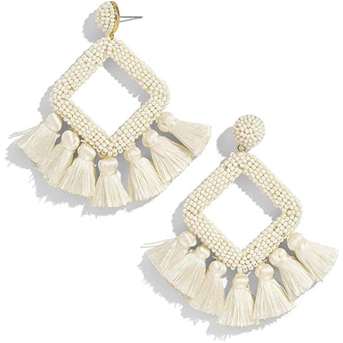 Statement Boho Drop Earrings Earrings Beige - DailySale