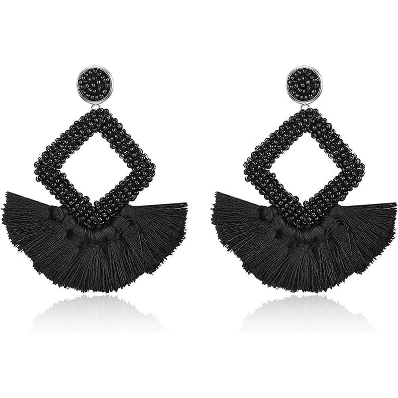 Statement Boho Drop Earrings Earrings Black - DailySale