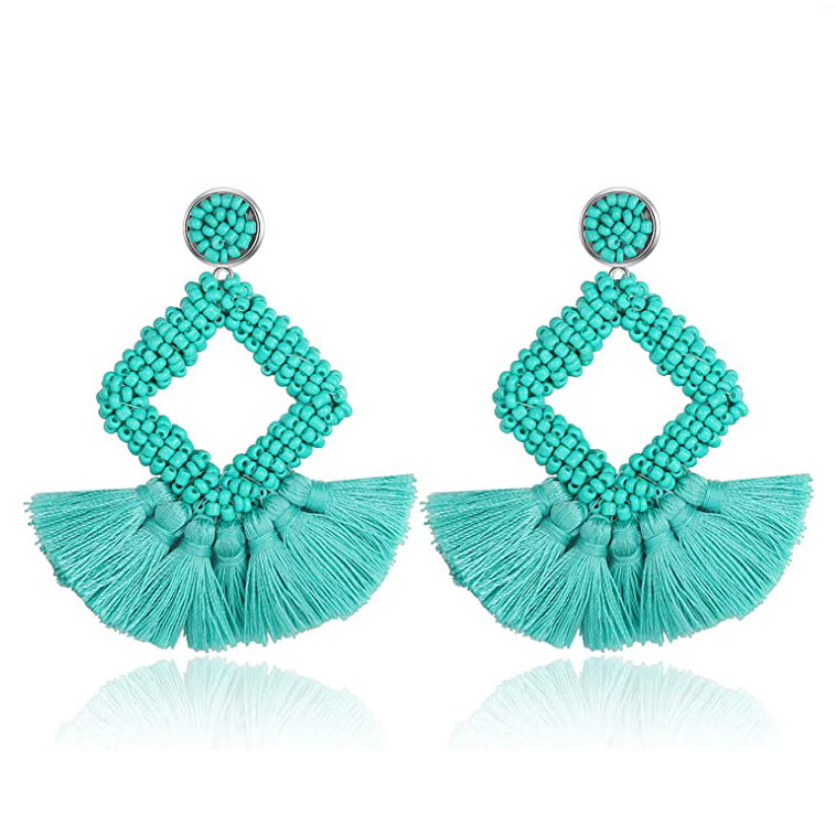 Statement Boho Drop Earrings Earrings Green - DailySale