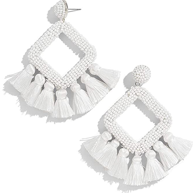 Statement Boho Drop Earrings Earrings White - DailySale