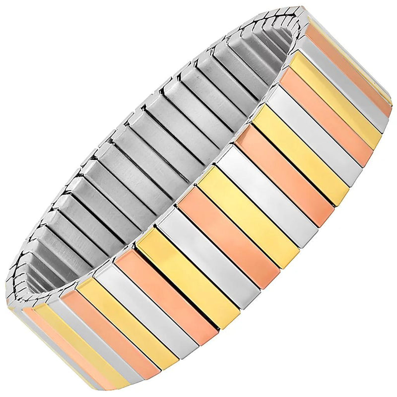 Steel by Design Stainless Tri-Color Stretch Bracelet