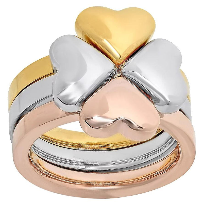 Steel by Design Three-Piece Heart Clover Ring Rings 6 - DailySale