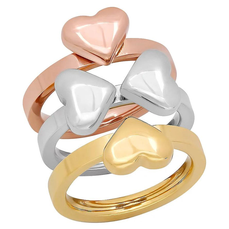 Steel by Design Three-Piece Heart Clover Ring Rings - DailySale