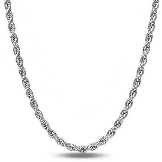 Sterling Silver 1.3mm Rope Twisted Link Chain Necklace Necklaces - DailySale