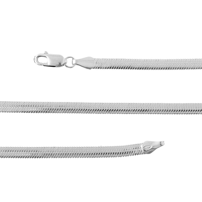 Sterling Silver 4mm Italian Herringbone Necklace Jewelry - DailySale