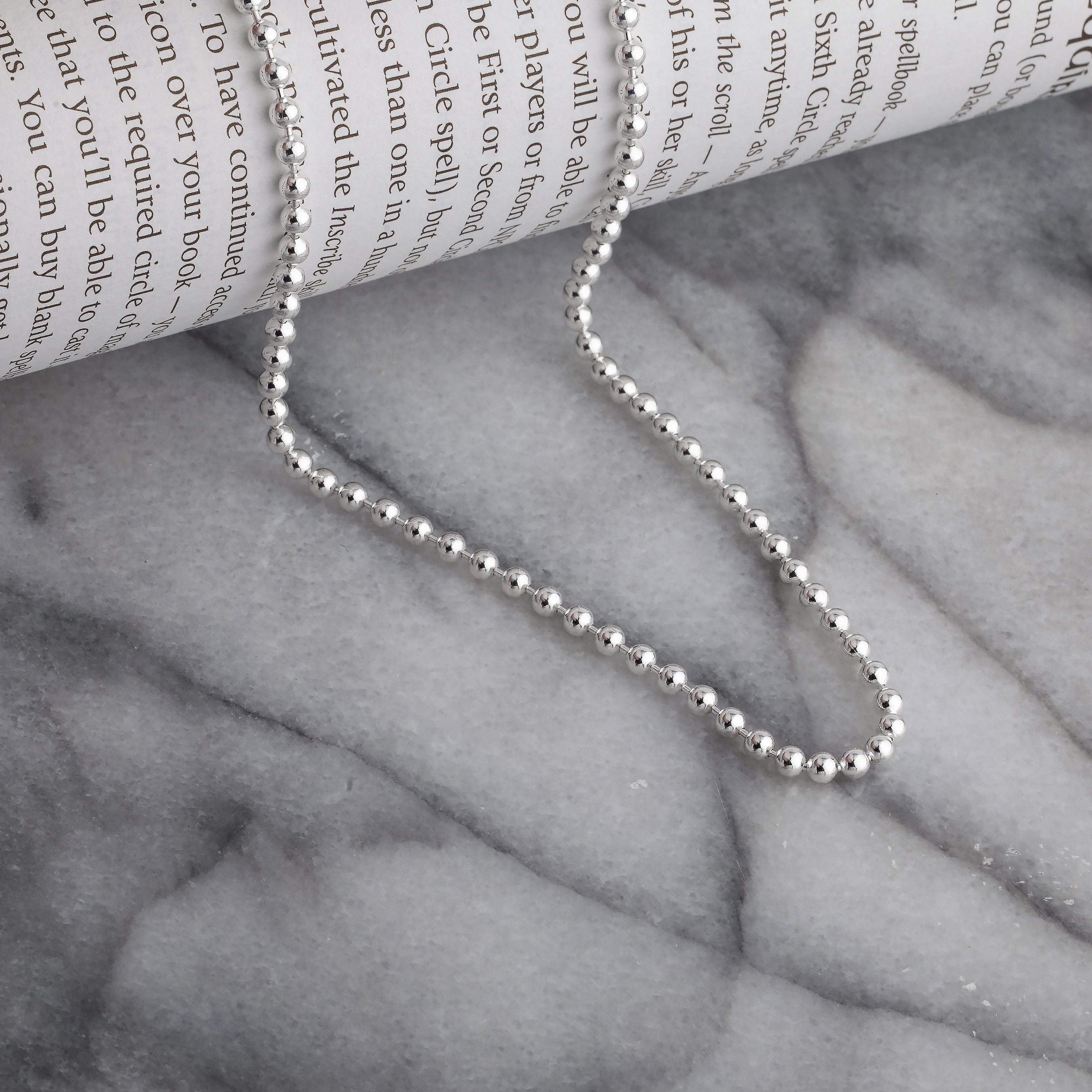 Sterling Silver 5mm Bead Ball Chain Necklace 925 Italy Necklaces - DailySale