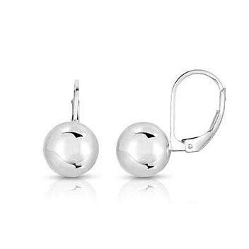Sterling Silver 8mm Leverback Ball Earrings Earrings - DailySale