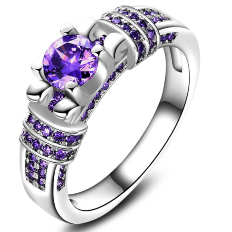 Sterling Silver Amethyst Engagement Ring Rings 6 - DailySale