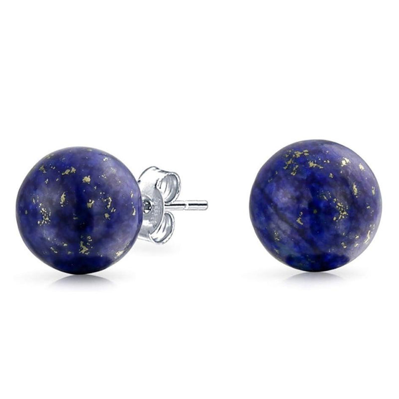 Sterling Silver Blue Lapis Ball Studs Earrings - DailySale