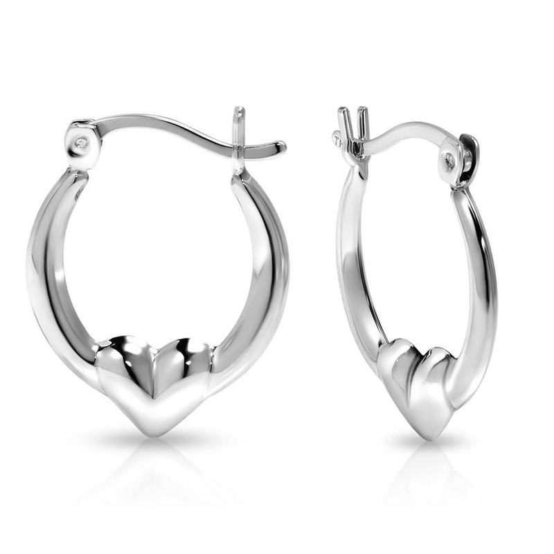 Sterling Silver Classic Heart Design Hoop Earrings Jewelry - DailySale