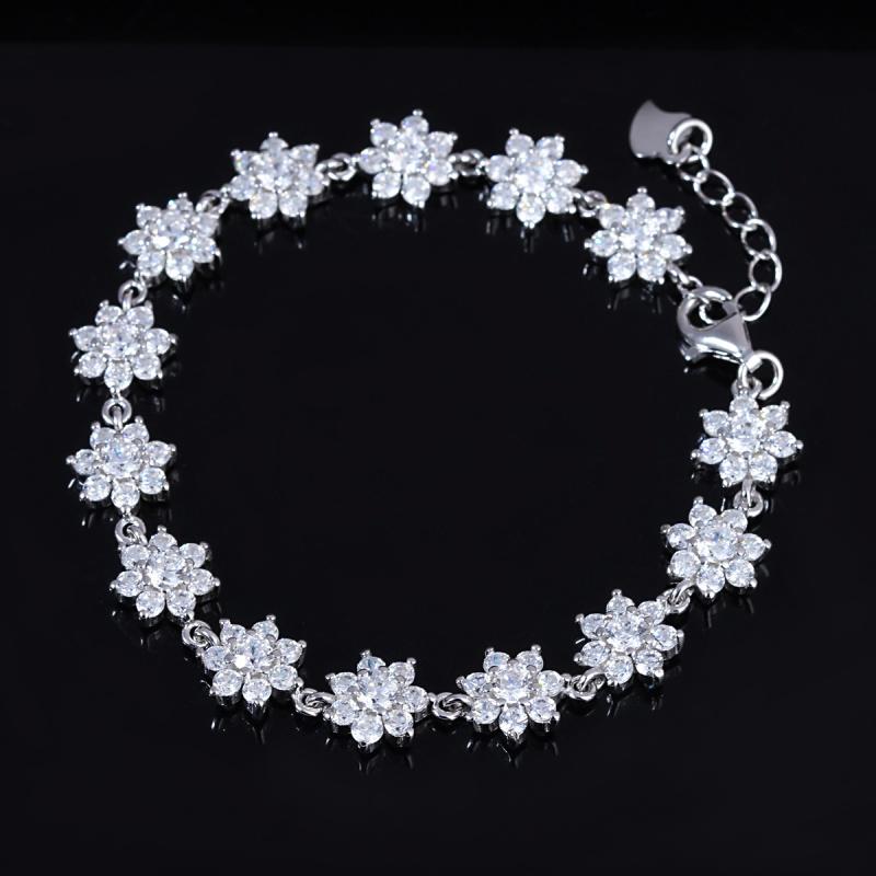 Sterling Silver Crystal Flower Tennis Bracelet Jewelry - DailySale