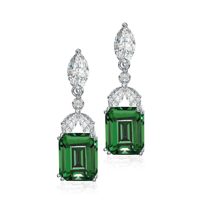 Sterling Silver Cubic Zirconia Lantern Earrings Earrings Emerald - DailySale