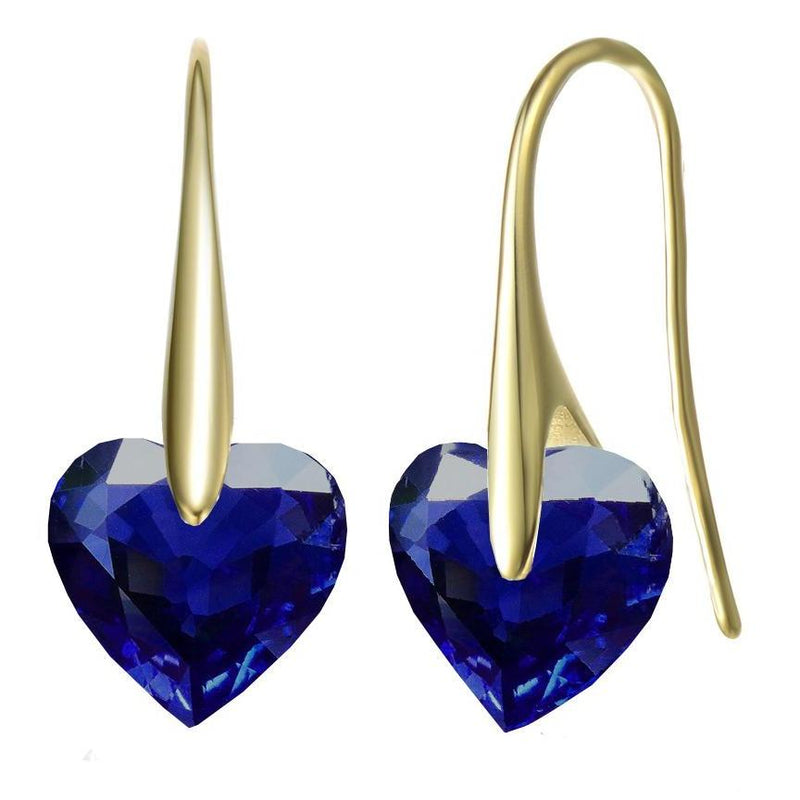 Sterling Silver Cubic Zirconia Party Heart Earrings Earrings Blue - DailySale