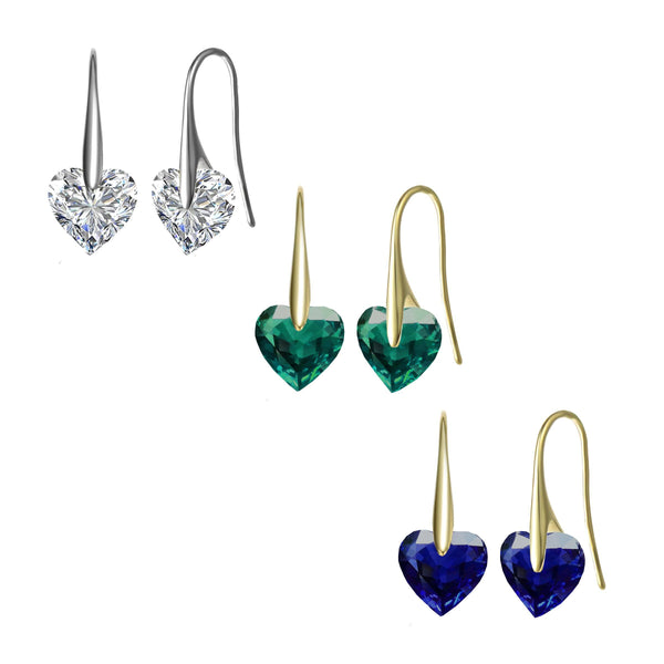 Sterling Silver Cubic Zirconia Party Heart Earrings Earrings - DailySale