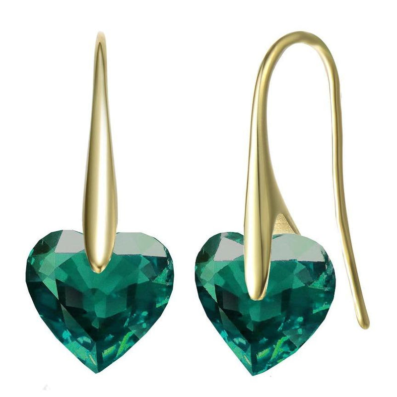Sterling Silver Cubic Zirconia Party Heart Earrings Earrings Green - DailySale