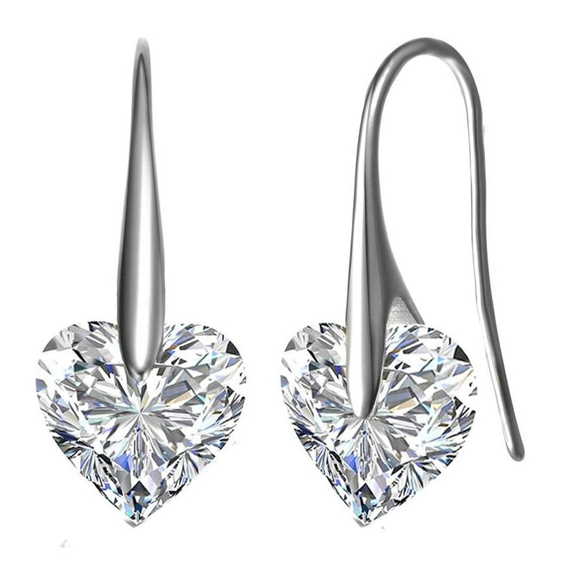 Sterling Silver Cubic Zirconia Party Heart Earrings Earrings Silver - DailySale