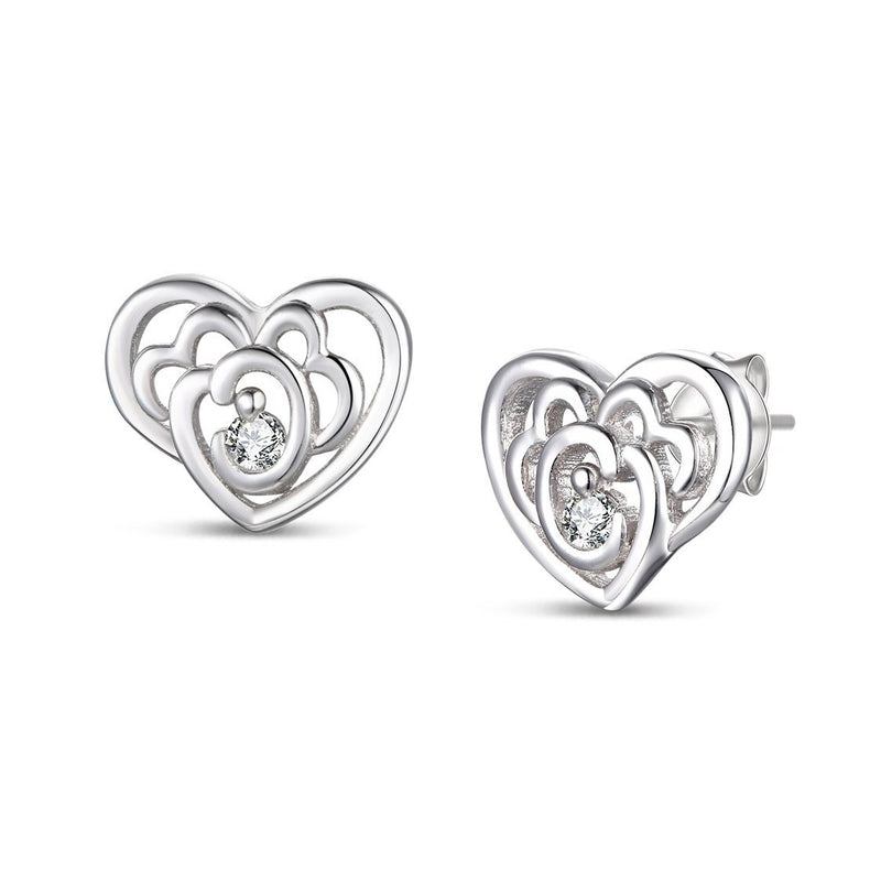 Sterling Silver CZ Heart Shape Earrings Earrings - DailySale