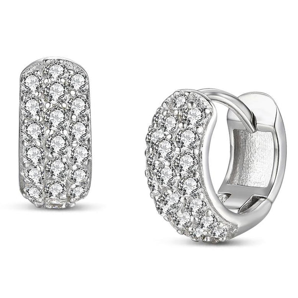 Sterling Silver CZ Hoop Earrings Earrings - DailySale