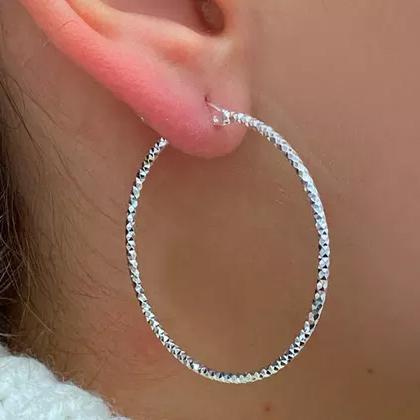 Sterling Silver Diamond Cut Hoop Earrings by Sevil 925 Earrings - DailySale