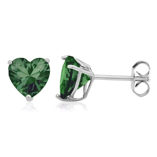 Sterling Silver Filled High Polish Finish Green Heart Shaped Stud Earrings 925 Sterling Silver 7mm Earrings - DailySale