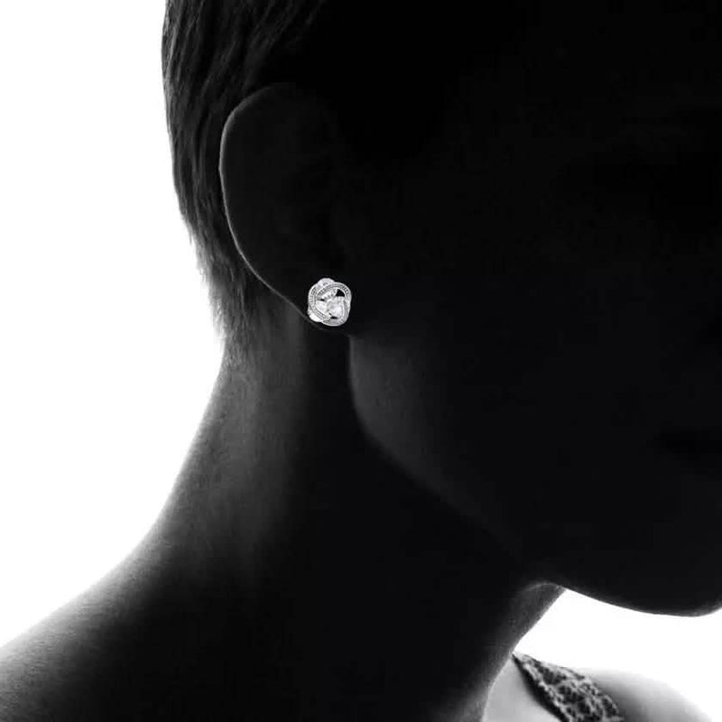 Sterling Silver Floating Stones Caged Earrings with Swarovski Crystals Earrings - DailySale
