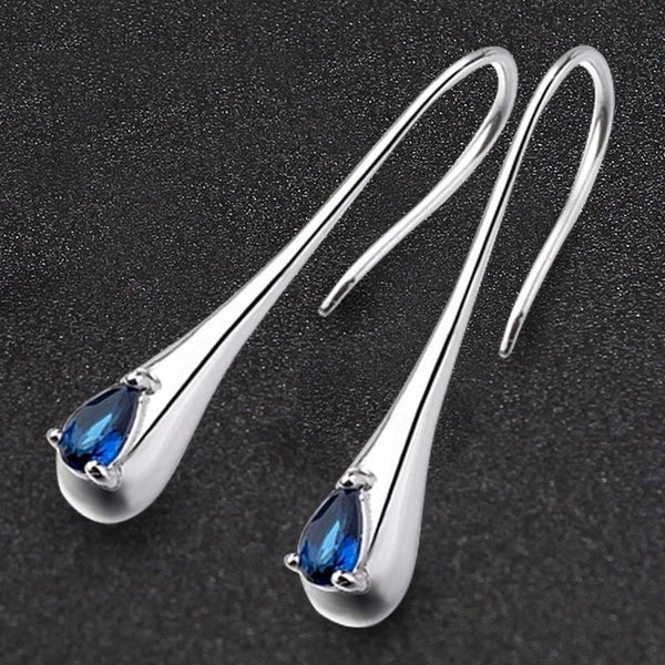 Sterling Silver Gemstone Water Drop Earrings Jewelry - DailySale
