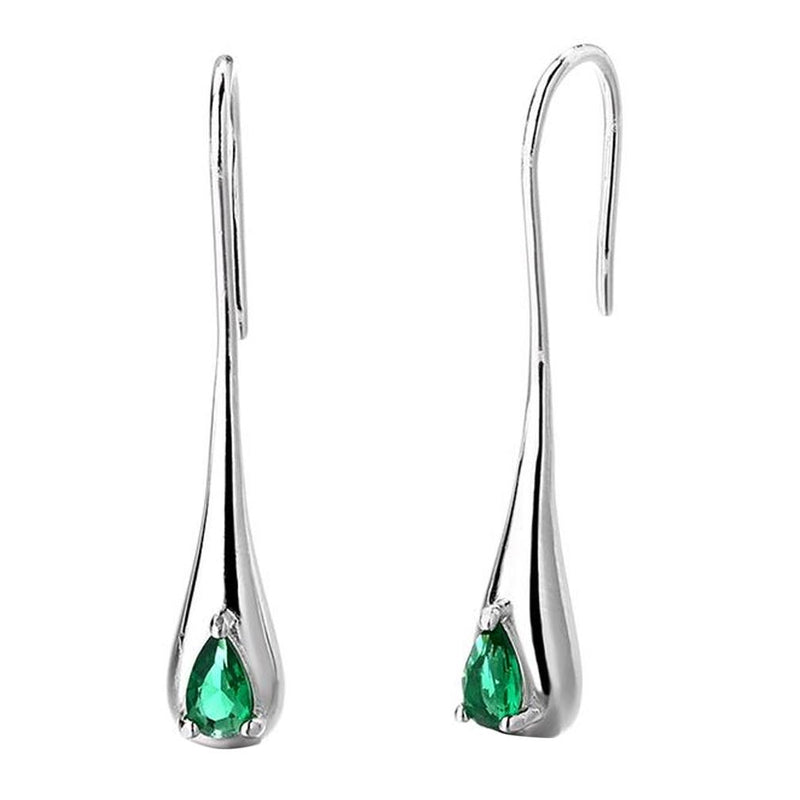 Sterling Silver Gemstone Water Drop Earrings Jewelry Emerald - DailySale