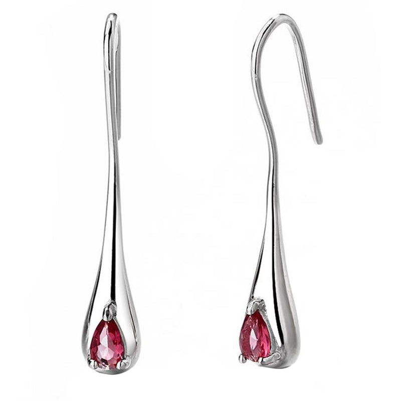 Sterling Silver Gemstone Water Drop Earrings Jewelry Rhodolite Garnet - DailySale