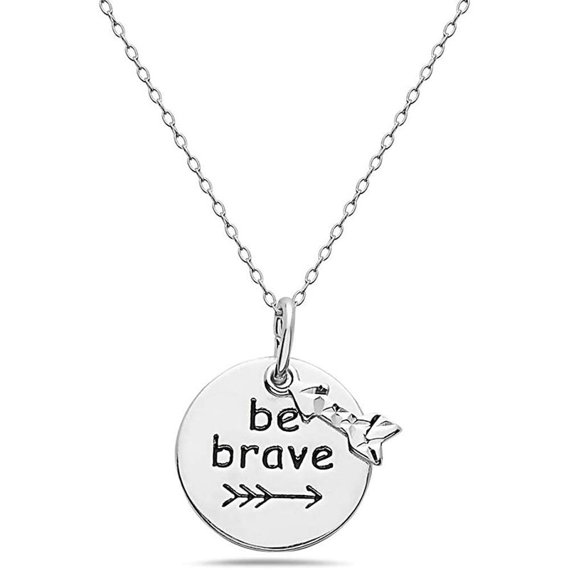 Sterling Silver Inspirational Pendant Necklace Necklaces Be Brave - DailySale