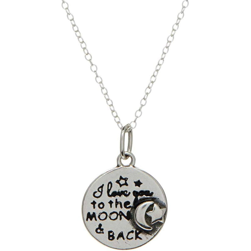 Sterling Silver Inspirational Pendant Necklace Necklaces Disc Side Moon - DailySale