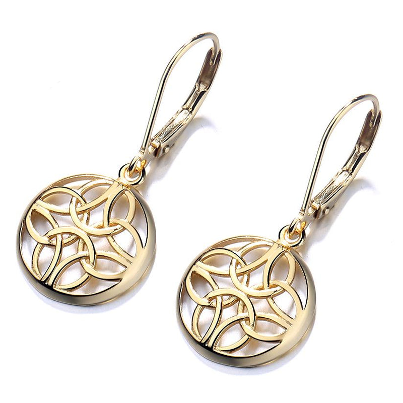 Sterling Silver Lever-Back Celtic Earrings Earrings Gold - DailySale