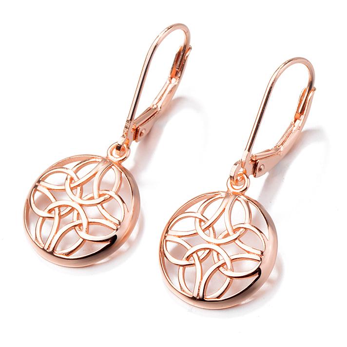 Sterling Silver Lever-Back Celtic Earrings Earrings Rose Gold - DailySale