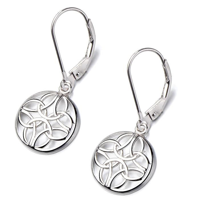 Sterling Silver Lever-Back Celtic Earrings Earrings Silver - DailySale