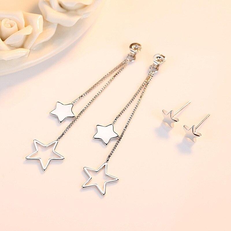 Sterling Silver Long Star Drop Earrings Jewelry - DailySale