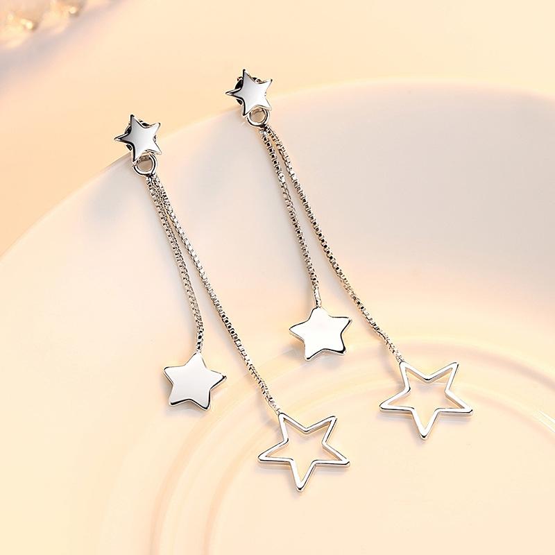 Sterling Silver Long Star Drop Earrings Jewelry - DailySale