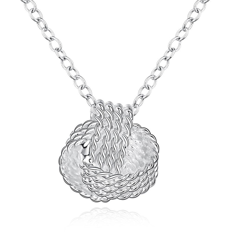 Sterling Silver Mesh Knot Pendant Necklace Jewelry - DailySale