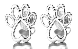 Sterling Silver Paw Stud Earrings Earrings - DailySale