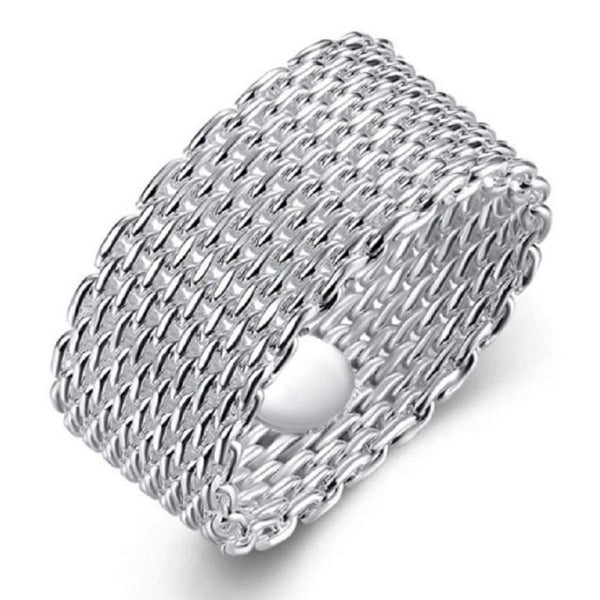 Sterling Silver Plated Woven Mesh Ring Rings 5 - DailySale