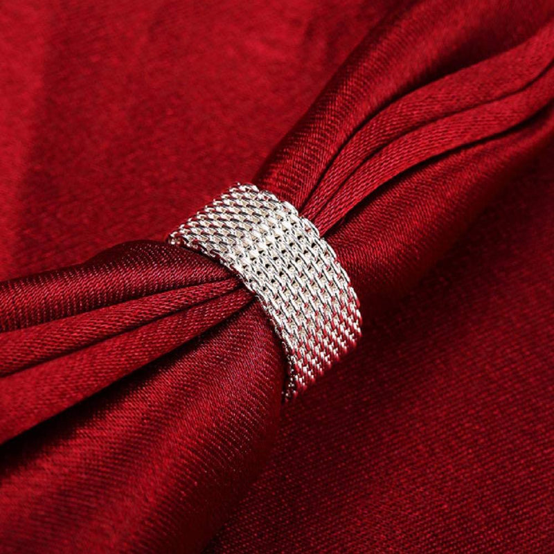 Sterling Silver Plated Woven Mesh Ring Rings - DailySale