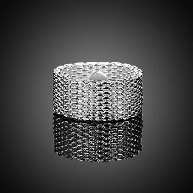 Sterling Silver Plated Woven Mesh Ring Rings - DailySale
