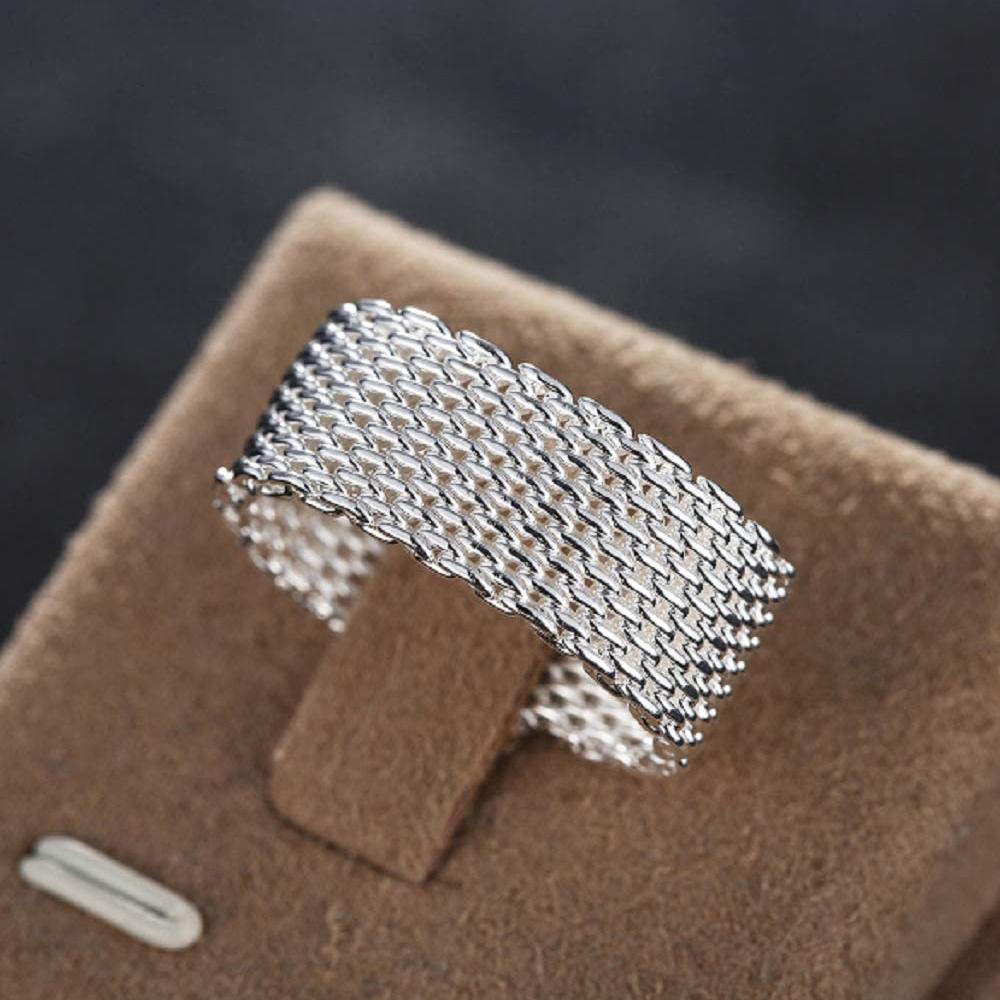 Sterling Silver Plated Woven Mesh Ring Rings - DailySale