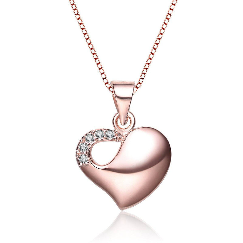 Sterling Silver Rose Heart Necklace Necklaces - DailySale