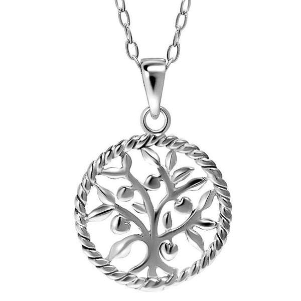Sterling Silver Round Tree Of Life Necklace Jewelry - DailySale